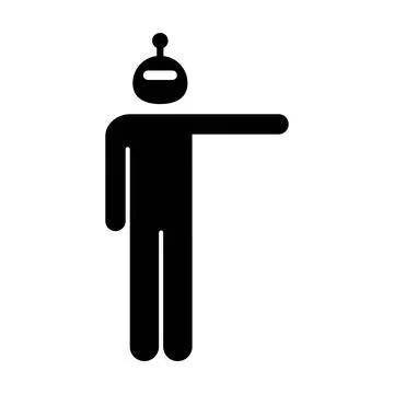 AI Robot Pointing Icon, Artificial intelligence robot pointing direction ge.. Stock Illustration