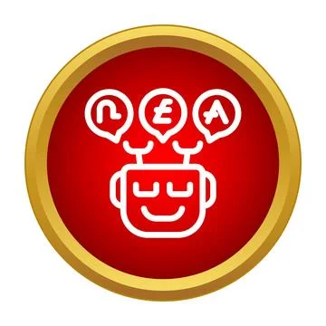 Ai robot processing multiple languages and symbols Stock Illustration