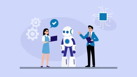 AI Robot Programming and Development Concept: Engineers Testing and Trainin.. Stock Footage 337954624