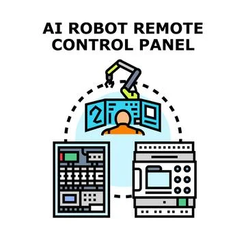 Ai robot remote control panel managing industrial automation イラスト素材