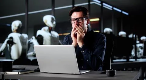 AI Robot Replacing Human Roles In Business With Efficiency And Ease. Stock Photos