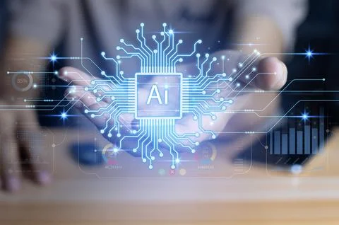 AI Robot represents the use of artificial intelligence in investment tradin.. Stock Photos