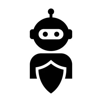 AI Robot Security Shield Icon for protection safety defence and privacy vec.. Stock Illustration