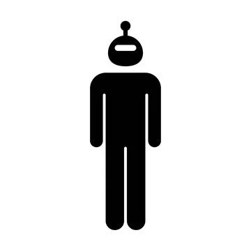 AI Robot Standing Icon, Artificial intelligence robot standing pose pictogr.. Illustrazione stock