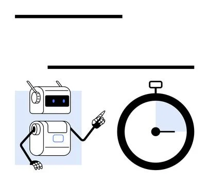 AI Robot with Stopwatch Representing Efficiency and Time Management Stock Illustration
