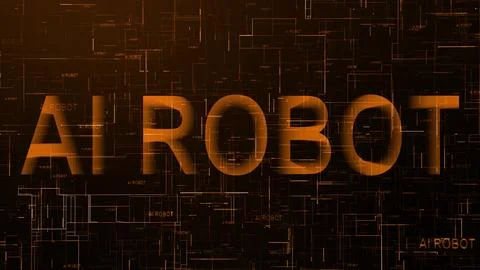 AI robot text technology data line brown color イラスト素材