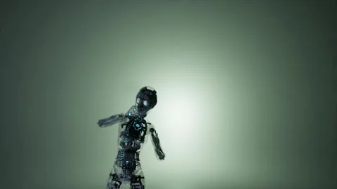 Ai robot training sport box. Moving and rotating in slow motion animation. Stock Footage 269772216