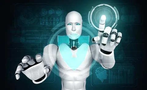 AI robot using cyber security to protect information privacy Illustrazione stock