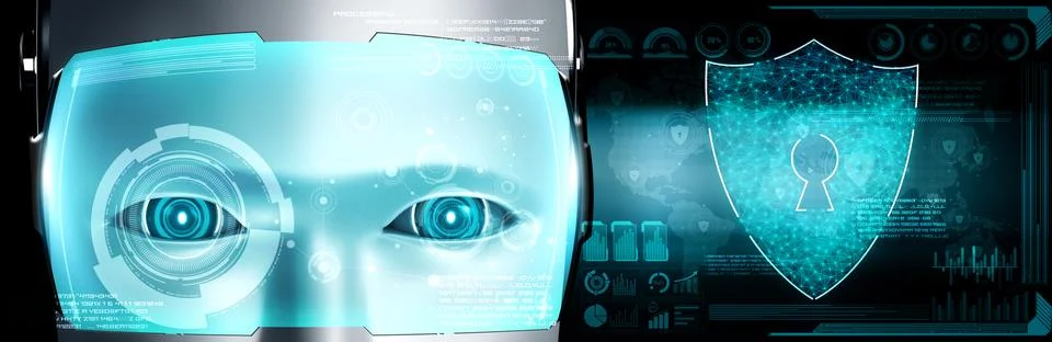 AI robot using cyber security to protect information privacy 스톡 일러스트