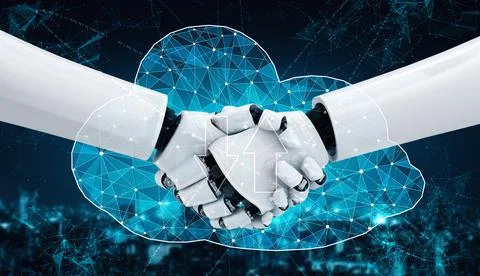 AI robot using cyber security to protect information privacy 스톡 일러스트