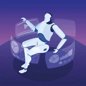 Ai robot using vr Stock Illustration