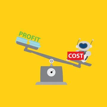 AI Robot on Weighing Scale Increasing Business Costs Stock-Illustration