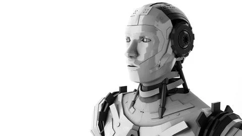 AI robot on white background , Artificial intelligence robots of the future.. Stock Photos