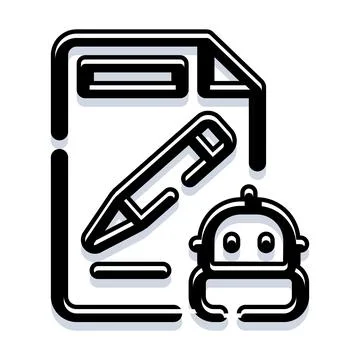 Ai robot writing content document with pen Stock Illustration
