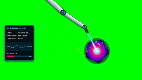 AI Robotic Surgery with Perfect Tracking Laser Green Screen Stock Footage 347467539