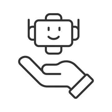 AI Robotics Development icon in line design. Artificial intelligence, robot Stock Illustration
