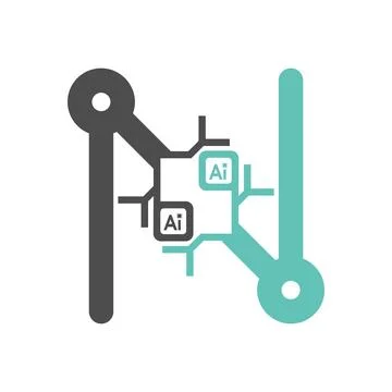 AI Robotics Minimal Circuit Logo Stock Illustration