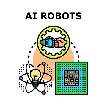 Ai robots developing smart data and innovation concept Stock Illustration
