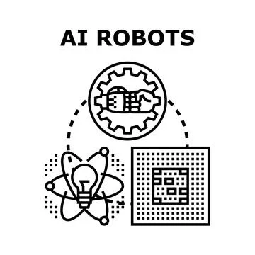 Ai robots developing smart data and innovation concept Stock Illustration