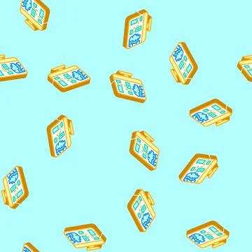 Ai routing autonomous delivery isometric icon seamless pattern Stock Illustration