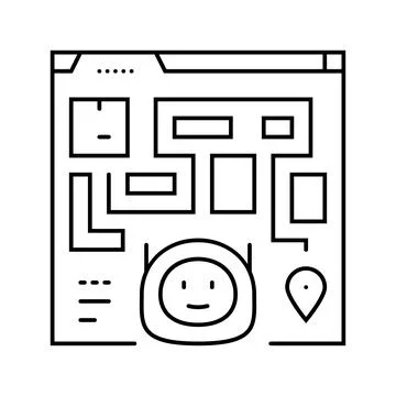 Ai routing autonomous delivery line icon vector illustration イラスト素材
