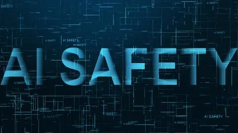 AI safety text technology data line blue color 스톡 일러스트