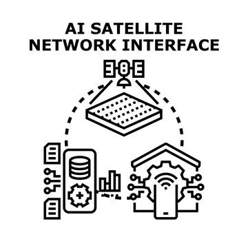 Ai satellite network connecting smart agriculture data Stock Illustration