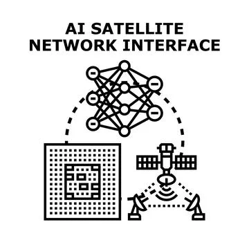 Ai satellite network interface connecting global communication Stock Illustration