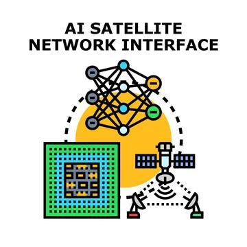 Ai satellite network interface connecting global communication Stock Illustration