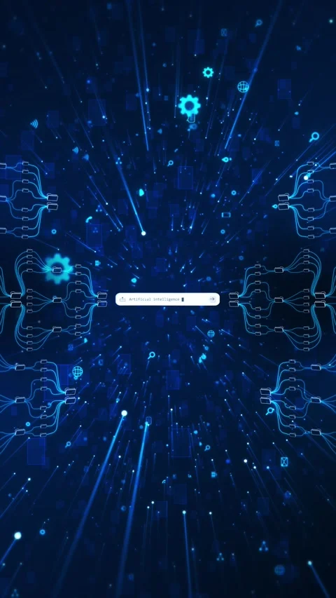 AI Search Bar Data Technology Digital Interface Digital search bar artificial in 스톡 동영상 341907832