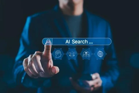 AI Search Engine Technology Concept. Stock Photos