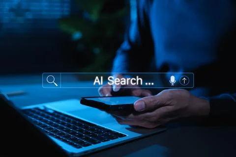 AI search engine technology concept. Stock Photos