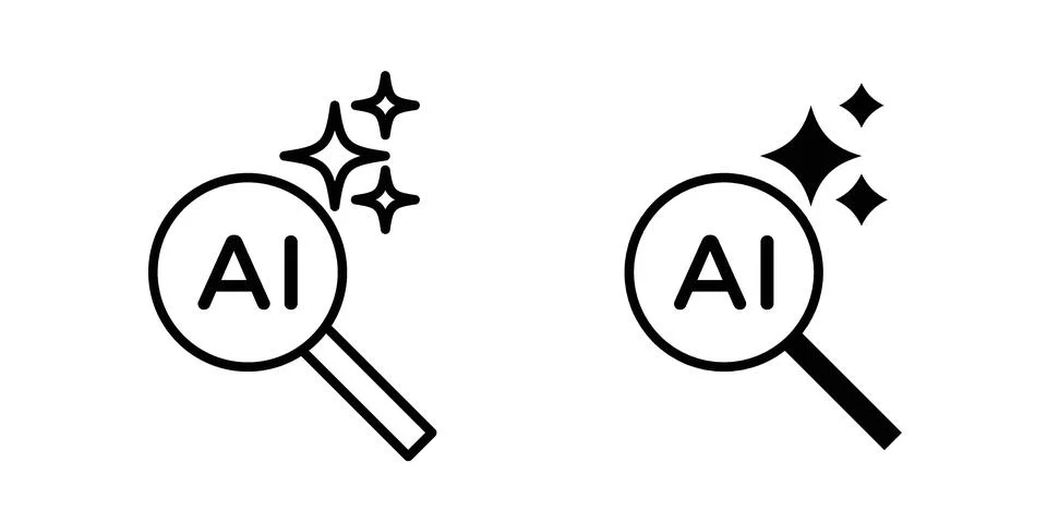 AI search icon bundle for website design projects Stock Illustration