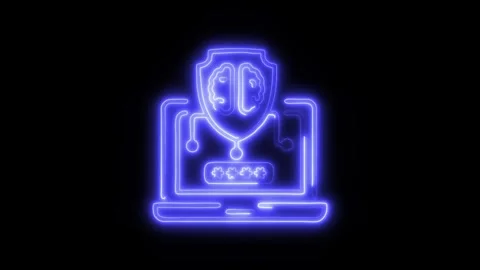 AI Secured Outline Icon in HD Video Neon Animation Stockbeeldmateriaal 304507714