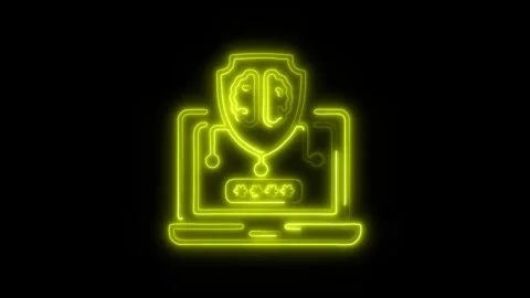 AI Secured Outline Icon in HD Video Neon Animation Video stock 304507723