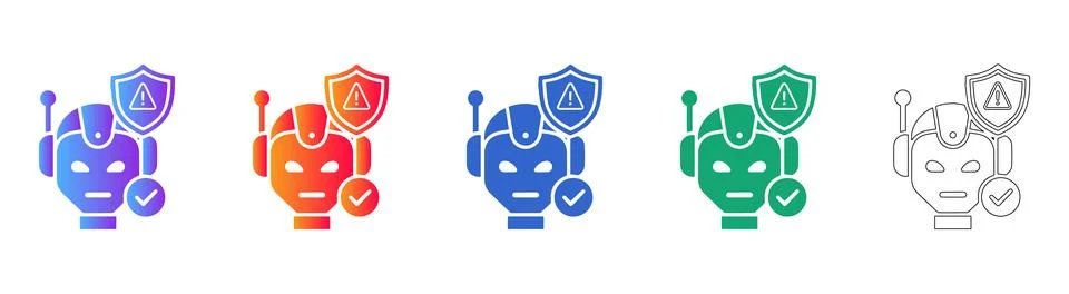 AI Security and Safety Shield Icons Stock Illustration