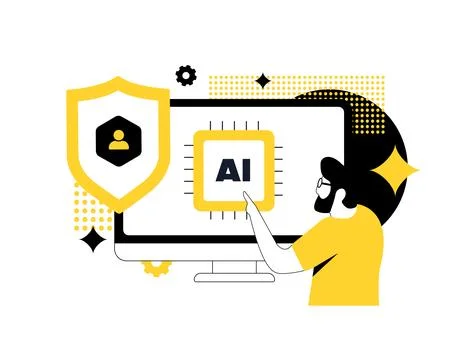 AI security, personal data protection, secure algorithm, private model and cyber Stockillustratie