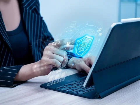 AI security protects digital assets with intelligent cybersecurity, data pr.. 写真素材