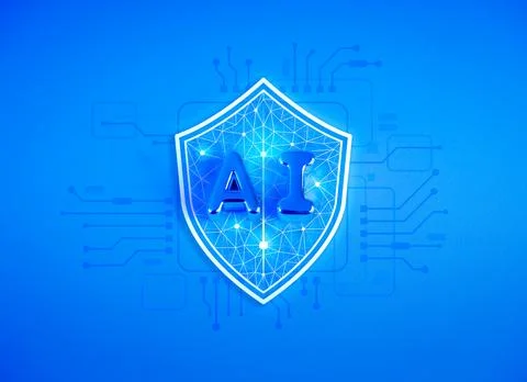 AI security shield with digital network protection and cybersecurity techno.. Stock Photos