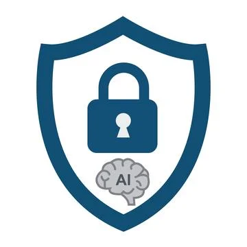 AI security shield icon vector padlock safety symbol artificial intelligenc.. Stock Illustration