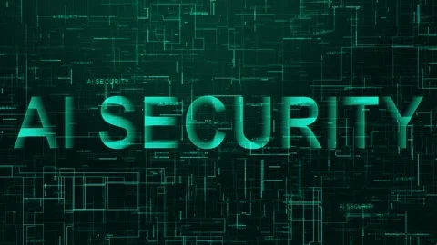AI security text technology data line animation cyan color Stock Footage 259965522