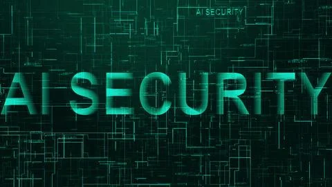 AI security text technology data line cyan Stock Illustration