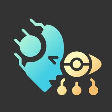 AI see gradient glyph icon with lineart for dark theme イラスト素材