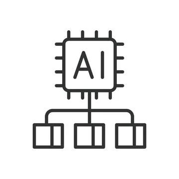 AI segmentation, icon in line design. AI, segmentation, analysis, automation Illustrazione stock