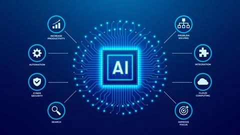 AI semiconductor chip concept イラスト素材