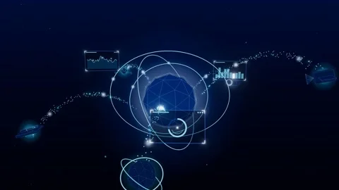 Ai sensor fusion data streams converging holographic hub loop 库存影片 340439449