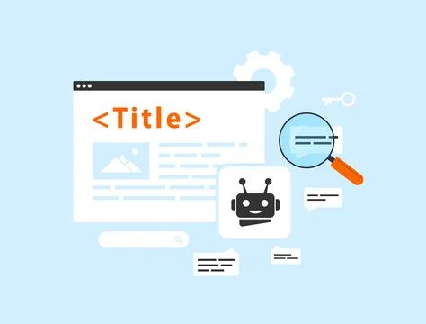 AI SEO Title Generator concept. AI-powered generator for website title Stock Illustration