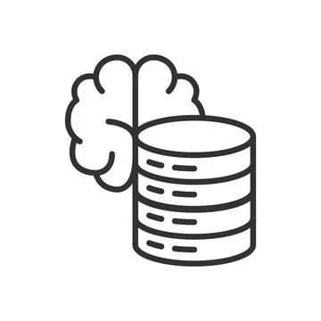 AI Server Brain Neural Network, icon in line design. AI, server, brain, neural Stock Illustration