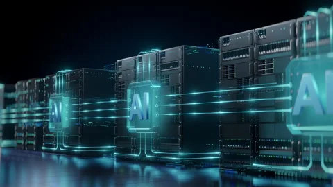 AI Server Racks in Modern Data Center Stock Footage 278069792