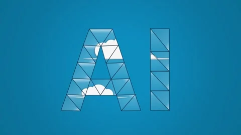 AI shape with window glasses where cloud moving outside Видео 290091140